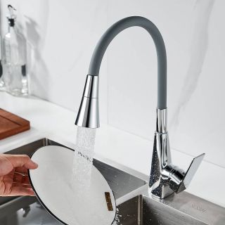 Смеситель для кухни Shevanik S543-9 серый/хром